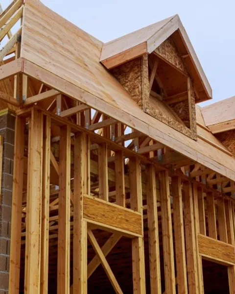 New home framing under construction in San Diego County